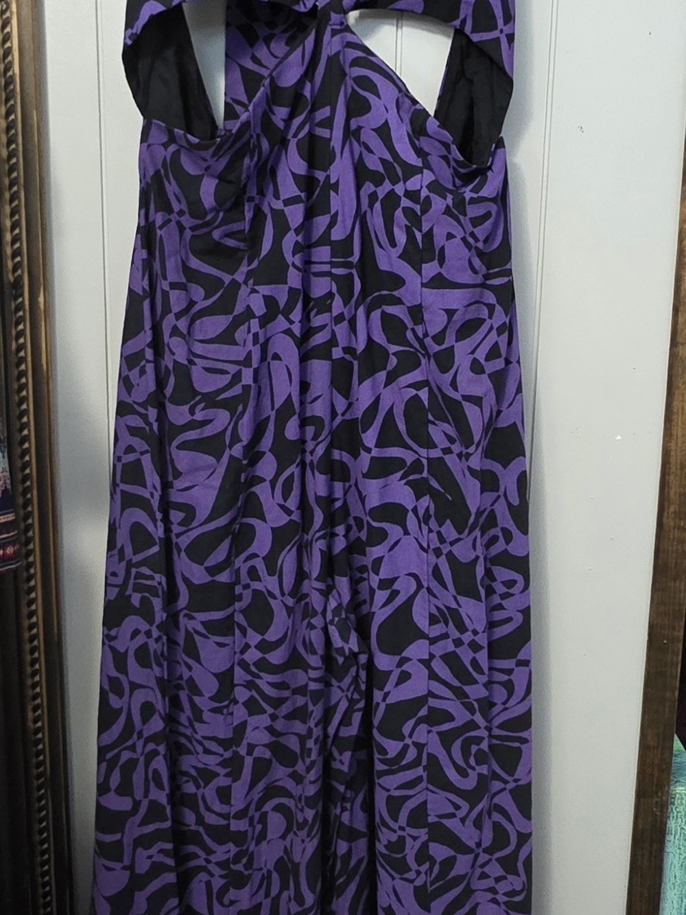 Free People Purple & Black Abstract Print Jumpsuit